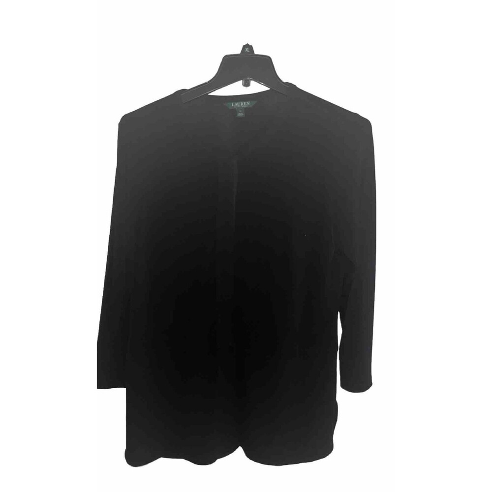Vintage Ralph Lauren Black Tunic Blouse XL Hidden Buttons Y2K Retro Classic